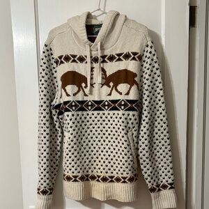 American Eagle Cream and Brown Patterned Sweater